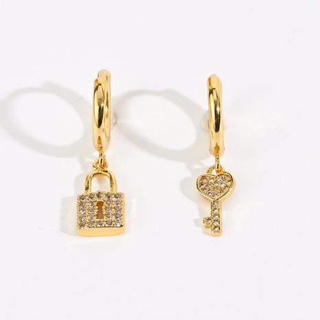 Neue 14 Karat vergoldete Schlüssel aus Messing mit Ohrringen mit Schlossohren's discount tags