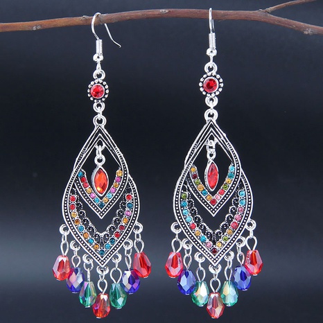 bohemian style color diamond geometric shape earrings's discount tags