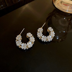 fashion diamond flower geometric C-shaped alloy earrings wholesale