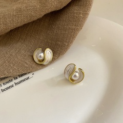 retro style natural freshwater pearl gray drop oil earrings women