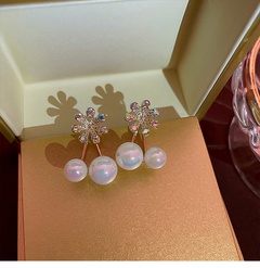 fashion daisy flower pearl zircon pendant earrings