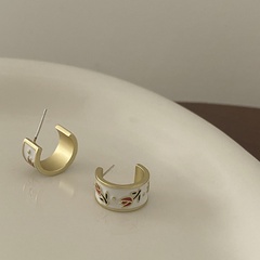 simple retro tulip C-shaped earrings