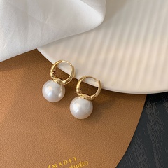 2022 new pearl pendant copper hoop earrings