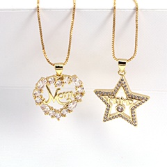 MAMA heart-shaped  pendant simple inlaid zirconium mom star copper necklace