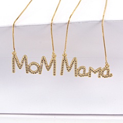 Fashion summer new letter mother mama copper simple inlaid zircon necklace