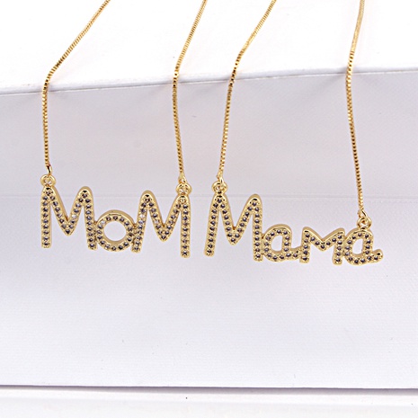 Fashion summer new letter mother mama copper simple inlaid zircon necklace's discount tags