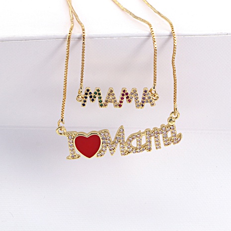 New inlaid zircon letter mother necklace female pendant copper mother's day gift's discount tags
