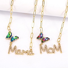 white zircon  letter copper gradient butterfly mother clavicle chain mother's day gift