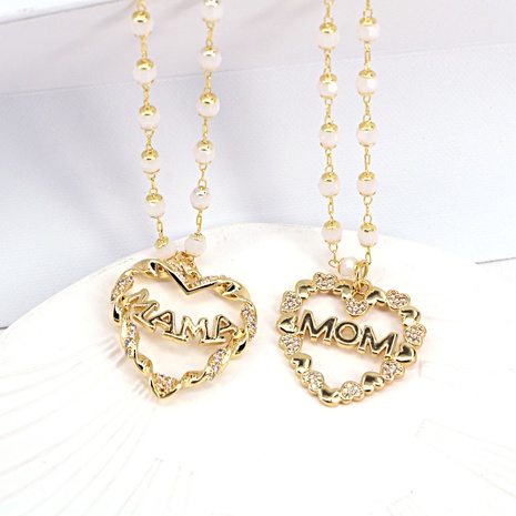 fashion mother's day copper inlaid zirconium love letter mom pendant necklace's discount tags