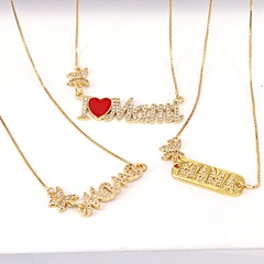 New Zircon Mama Letters Plus Butterfly Pendant Mother's Day Clavicle Chain