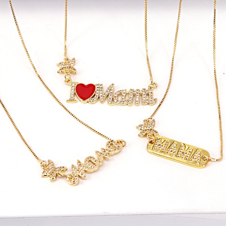 New Zircon Mama Letters Plus Butterfly Pendant Mother's Day Clavicle Chain's discount tags