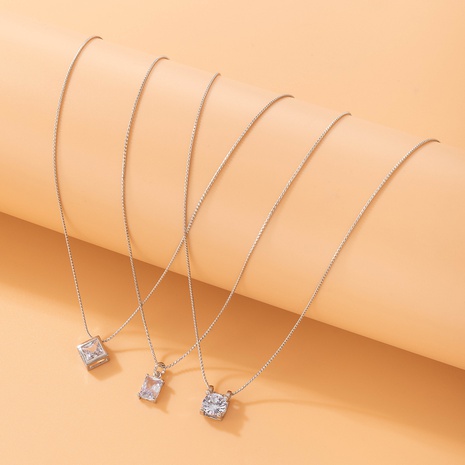 simple geometric imitation zircon diamond clavicle chain women's discount tags