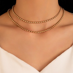 Simple Necklace Jewelry Gold Beaded Double Layer Necklace