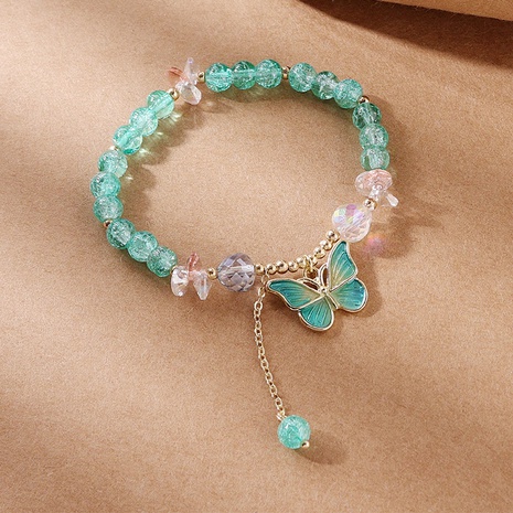 Korean version of butterfly color crystal beaded bracelet's discount tags