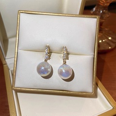 Korean style pearl ball inlaid rhinestone metal drop earrings wholesale