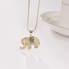 copper micro-inlaid zircon elephant pendant necklace