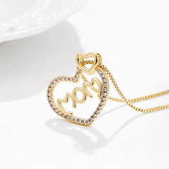 mother's day jewelry heart-shaped MAMA pendant copper inlaid zircon necklace