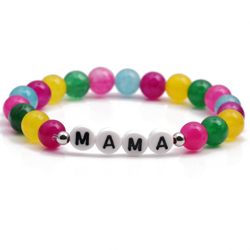 Bracelet de fte des mres MAMA lettre perle d39agate colore de couleur de contraste simple