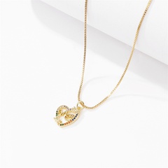 copper inlaid zircon letter MOM heart pendant necklace