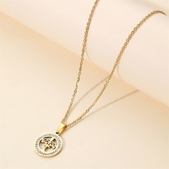 Stainless steel tree hollow round pendant necklace