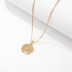 copper letter MAMA pendant zirconium pentagram gold-plated necklace