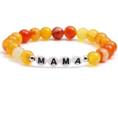 mode jaune ligne agate lettre MAMA perlé bracelet fête des mères