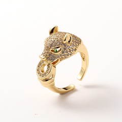 Hip-hop new leopard copper-plated real gold tail ring