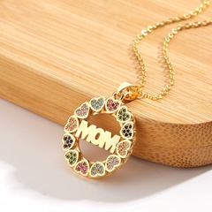 classic heart MOM pendant copper inlaid zircon necklace