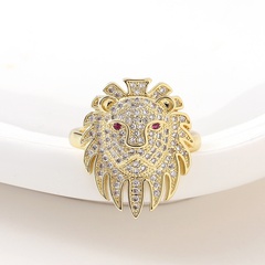 hip-hop exaggerated lion copper micro-encrusted zircon tail ring
