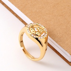 New women's hand jewelry hip-hop hollow leopard copper tail ring