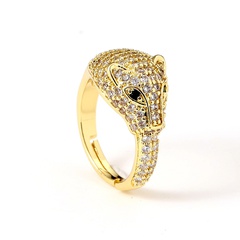 new women's hand jewelry hip-hop leopard copper zircon tail ring