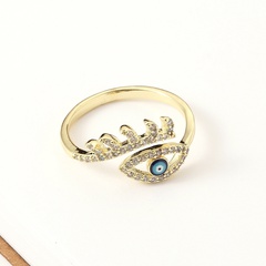 new women's hand jewelry hollow devil's eye geometric copper tail ring