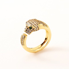 women's copper jewelry new diamond leopard open adjustable tail ring