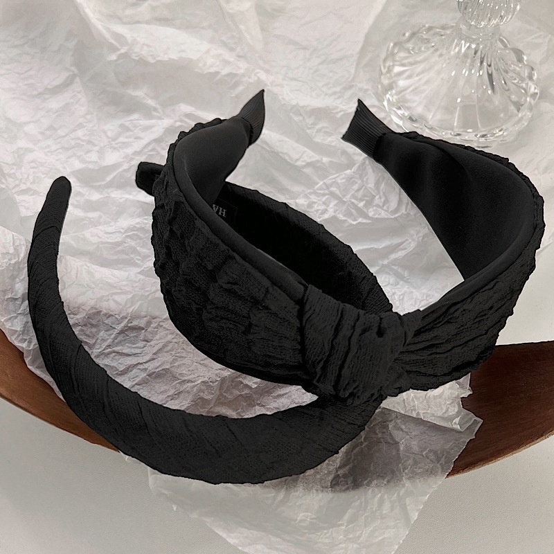Bandeau  larges bords pour femme en ponge noire coiffe simple rtro