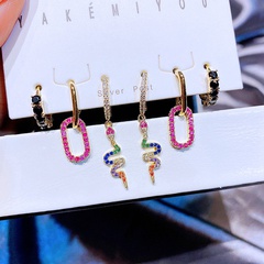 YAKEMIYOU earrings set copper real gold plated color zircon geometric snake earrings