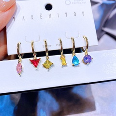YAKEMIYOU fashion color zircon copper geometric earrings set