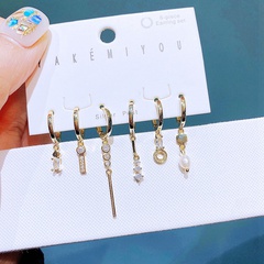 YAKEMIYOU earrings set fashion simple zircon geometric copper earrings