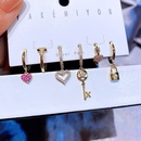 YAKEMIYOU earrings set zircon lock key heartshaped copper earringspicture7