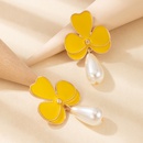 simple yellow oil drop flower pearl pendant earringspicture15