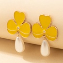 simple yellow oil drop flower pearl pendant earringspicture16