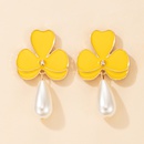 simple yellow oil drop flower pearl pendant earringspicture17