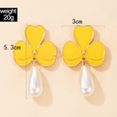 simple yellow oil drop flower pearl pendant earringspicture19