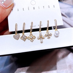 YAKEMIYOU earrings set zircon heart-shaped cross geometric copper earring set
