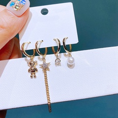 YAKEMIYOU fashion small ear buckle set female copper plated real gold zircon