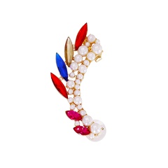 fashion geometric shape contrast color inlaid pearls alloy stud earrings