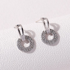 New wholesale copper zircon small circle pendent earrings