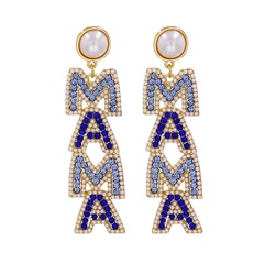 neue einfache Perlen-Diamant-Buchstaben-MAMA-Ohrringe