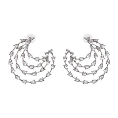new geometric alloy diamond large earrings