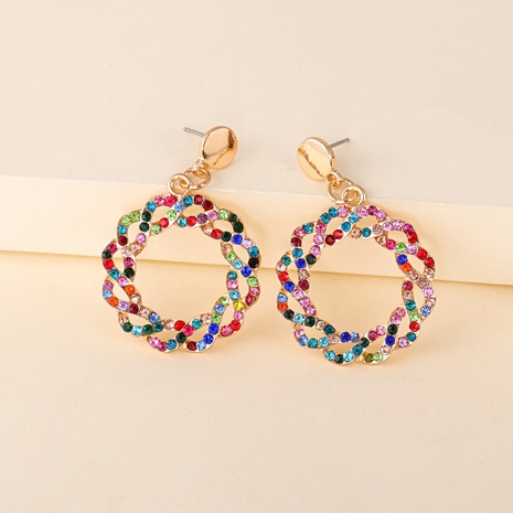 creative alloy color rhinestone multi-layer garland earrings's discount tags
