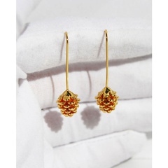 simple cute three-dimensional fun pine cone copper ear hook earrings